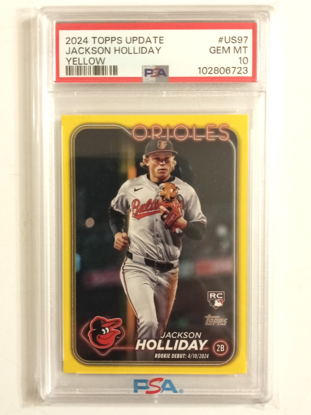 2024 Topps Update #US97 Jackson Holliday Yellow RC PSA 10