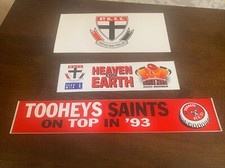 St Kilda Stickers & Card Signed Robert Harvey, Nathan Burke, Grant Thomas ++