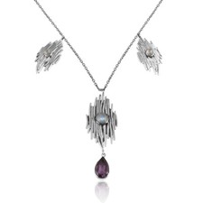 Handmade Oxidized 925 Silver Amethyst Moonstone Gemstone Designer Necklace