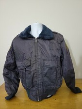 Vintage Small Blue Uniform All-Pro Security Nylon Bomber Jacket