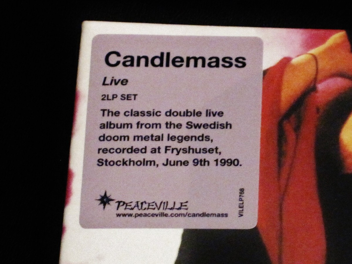 欧2discs LP Candlemass Live VILELP768 Peaceville /00660 Candlemass: Live In Sweden, 1990 2 LP Black Vinyl Record Set 2010