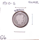 1910 SAN FRANCISCO BARBER SILVER DIME IN GOOD PLUS CONDITION