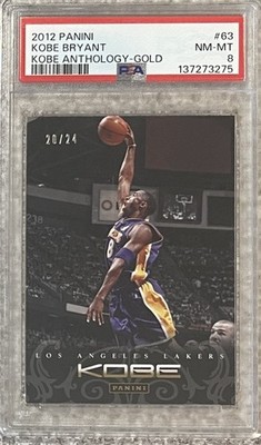 2012 PANINI ANTHOLOGY KOBE BRYANT #63 GOLD 20/24~PSA 8~BRAND NEW SLAB POP 1 W/1^
