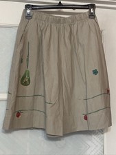 Vintage Play Alegra Hand Painted Skort. Shorts Fruits Flowers Med Arty Earthy