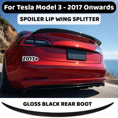 Tesla Model 3 2017+ Heck Kofferraum Spoiler Glanz Schwarz Wing Lippe Body Kit