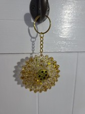 Keychain Sunflower New Clear W Gold Sparkle Resin Keychain