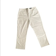 Lands' End Women's Mid Rise Slim Leg Chino Cropped Pants White Size 12 NEW