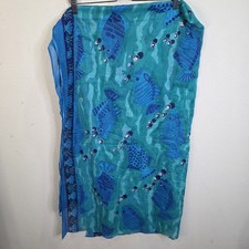 Steven Hein Australia Sarong Pareo Blue Fish Shells Vintage Rebecca Wilkie 70x45