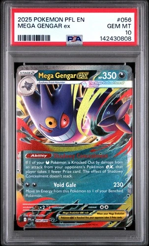 2025 POKEMON PFL EN-PHANTASMAL FLAMES #056 MEGA GENGAR EX PSA 10