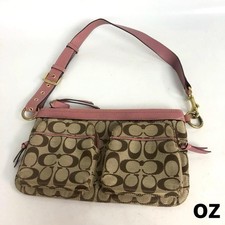 Coach Vintage Y2K Pink Beige Shoulder bag Signature Canvas Leather Good
