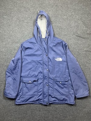 The North Face Parka Womens Large Blue Full Fleece Lined Front Flap Pockets