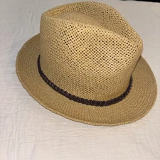 Capas Fedora Straw Classic Vent Natural Fiber Godfather Hat Tan Med NEW