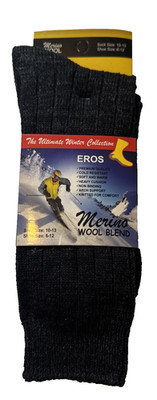 Eros Men's 2 Pack 68% Merino Wool Crew Socks Size 10-13 (Shoe Size 6-12)