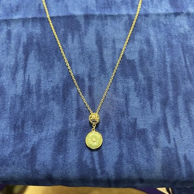 SETA 18 inch jade necklace gold tone