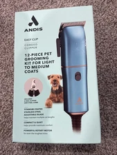 ANDIS EASY CLIP 12 PIECE CORDED CLIPPER SET LIGHT 2 MED COATS NEW
