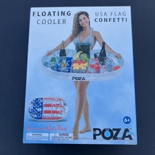 USA Flag Confetti Floating Cooler Inflatable Drink Holder- Patriotic- NEW In Box