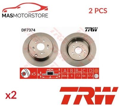 BREMSSCHEIBEN SATZ PAAR HINTEN TRW DF7374 2PCS A FÜR ACURA RDX 3.0,3.5 AWD