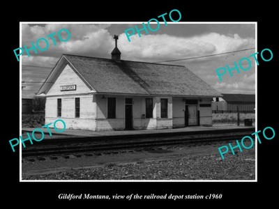 Gildford Montana The Railroad Depot Station c1960 Old Large Historic Photo