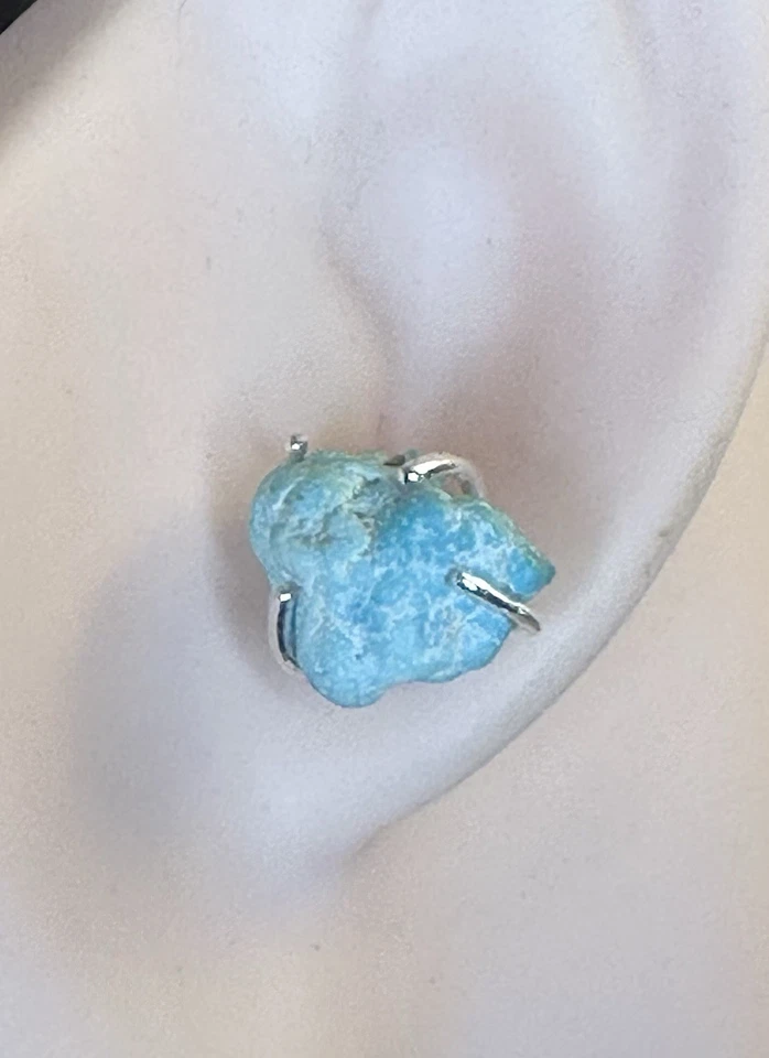 Pendientes de plata de ley 925 pepita redonda turquesa Arizona cruda hechos a mano 9 quilates Ea Foto 2 de 4