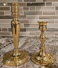 Set of 2 Brass Candlesticks Holders
