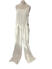 Shein White Jumpsuit Size L Sleeveless Cotton Open Back Women  s