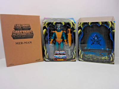MOTU CLASSICS MASTERS OF UNIVERSE SUPER7 FILMATION CLASSICS MER-MAN DAMAGED BOX