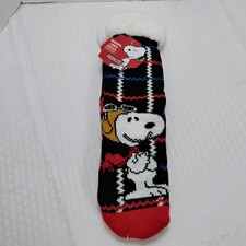 NWT Peanuts Snoopy Sherpa Lined Socks Adult One Size Fits Most Non-slip