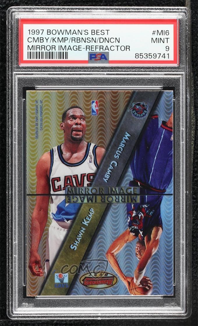 1997 Bowman's Best Refractor Marcus Camby Shawn Kemp PSA 9 MINT Rookie RC 04lf