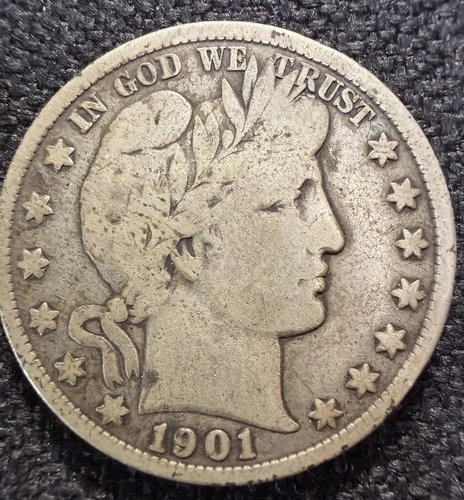 1901 Barber Liberty Head Half Dollar 90% Silver Classic American Coin FS KM116