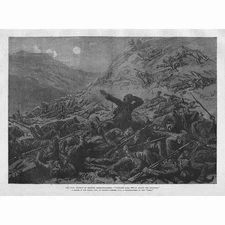 RUSSO-TURKISH WAR Turkish Casualties in the Shipka Pass - Antique Print 1877