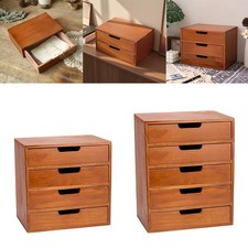 1-5 Drawers Wooden Storage Box Stackable Desktop Small Organizer Cabinet UK