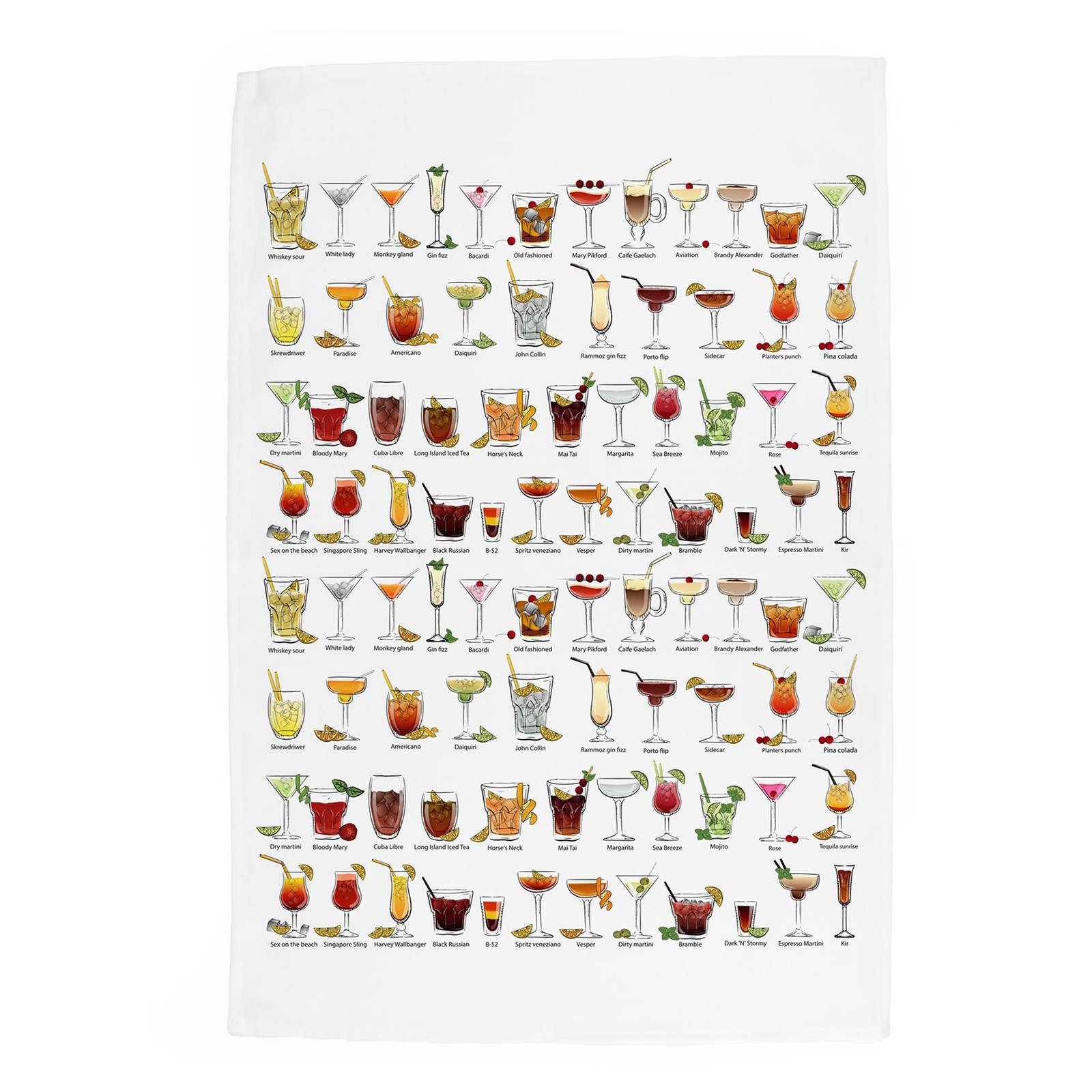 Colourful Cocktails Tea Towel - Panama Cotton Bar Kitchen Gift
