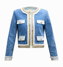 Alice + Olivia Womens Blue Chain & Fringe Tri...