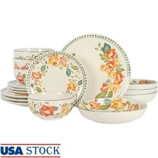 Floral Dinnerware Set Stoneware Plates Bowls Eco Friendly Kitchen Tableware New