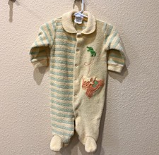 Vintage Carter's Unisex Infant 3-6M Striped Terry Footed Snap Sleeper Animals