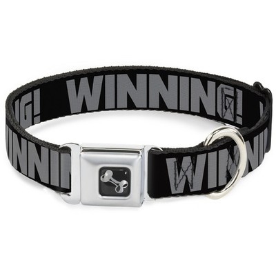 Dog Collar Bone WINNING! Black/Gray WIDE-Large 20-31'' (US IMPORT)