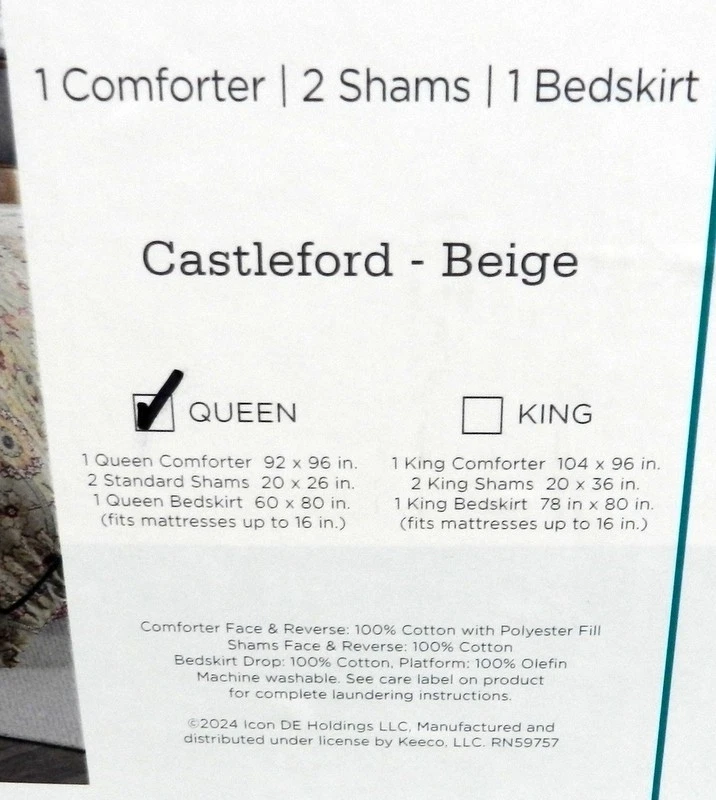 Waverly 4 шт. королевский постельный комплект Castleford бежевый/бордовый наволочки юбка для кровати хлопок - Изображение 4 из 4