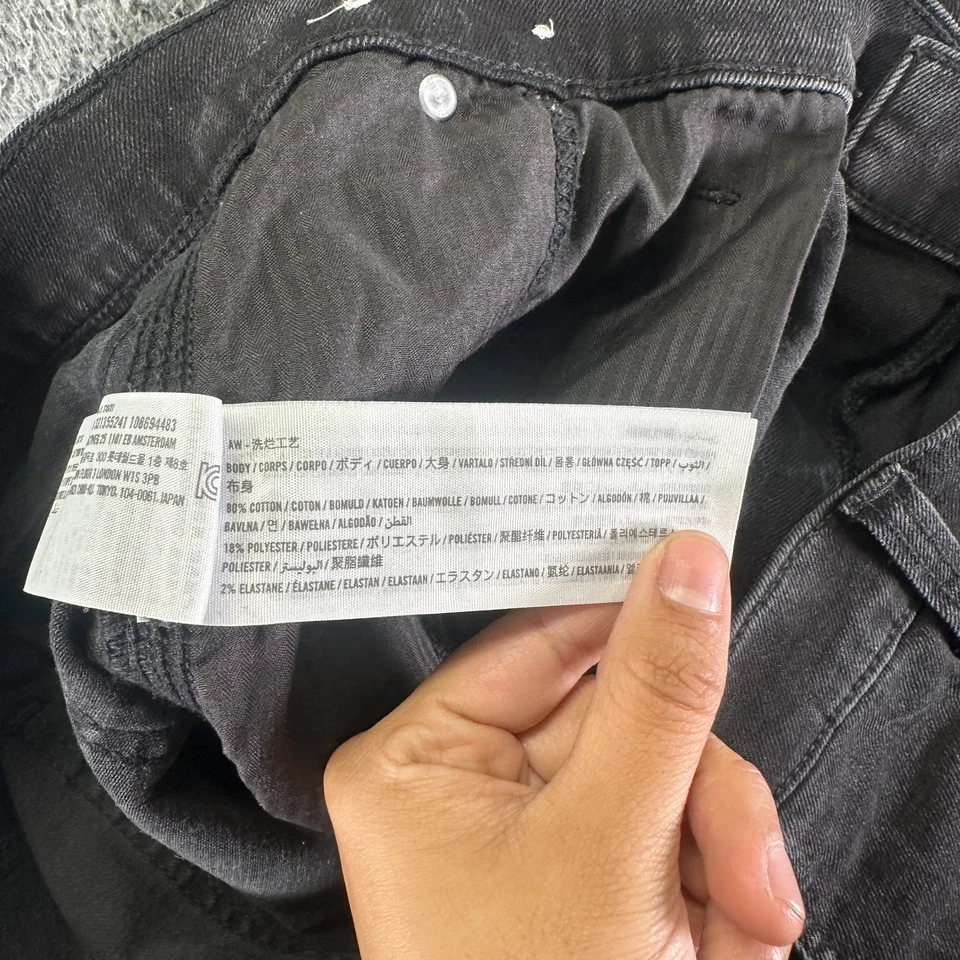 Hollister Jeans Mens 36x32 Black Cotton Denim Straight Baggy Stretch Workwear - Image 4 of 4