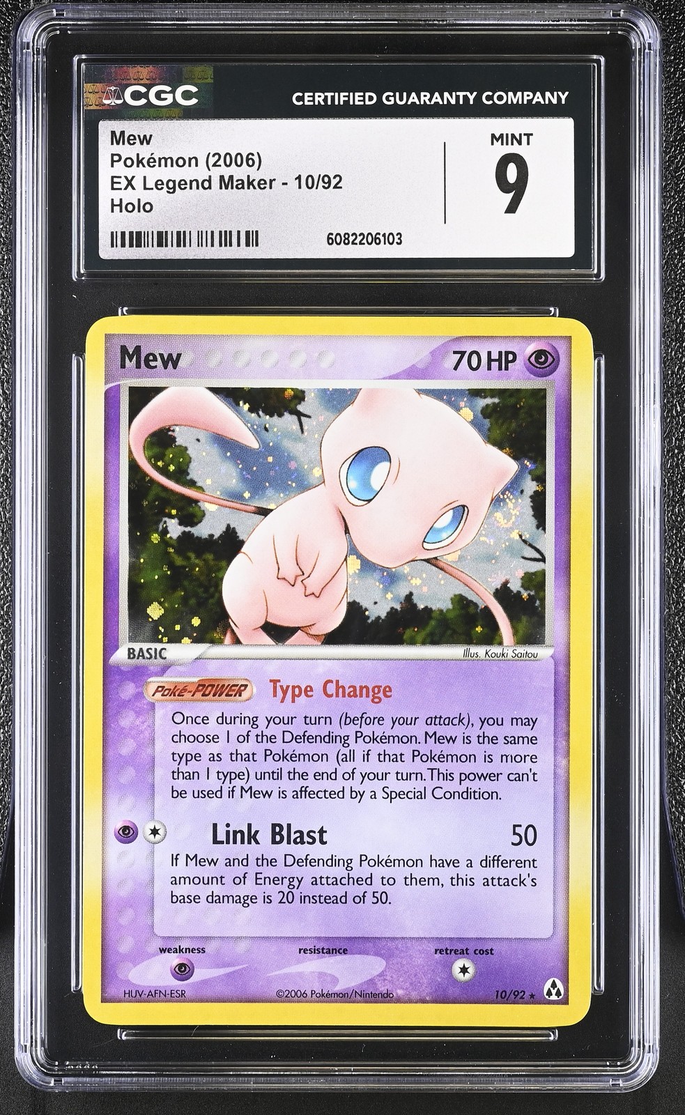 CGC 9 MINT Mew 2006 EX Legend Maker 10/92 Holo Pokemon Card