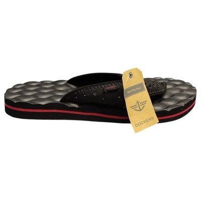 Dockers Flip Flop Sandals Mens L (9.5-10.5) Black Rubber Single Layer Holoholo