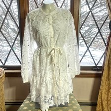 ASTR The Label White Lace Button Front Mini Dress ACDR102578 Womens Size M NWT