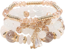 4Pcs Bohemia Multilayer Stackable Beaded Bracelets Set Colorful Crystal Stone Go