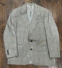 VTG Christian Dior Monsieur Blazer Men 43R Gray Glen Plaid Silk Tweed Union USA