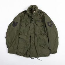 Vintage 70s M-65 Field Jacket Medium Reg Alpha Industries USAF Serval Brass Zip