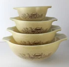Vtg Pyrex Forest Fancies Mushroom Cinderella Mixing Bowl Set of 4