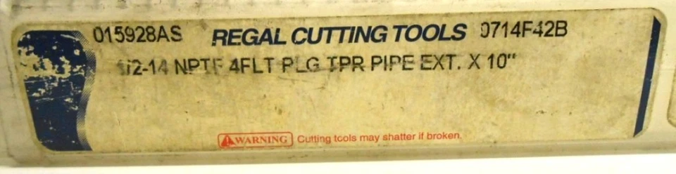 REGAL PLUG TAP 1/2-14 NPTF 4FLT PLG TAPER PIPE EXT. X 10" - Image 2 of 4