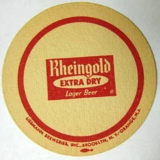 RHEINGOLD EXTRA DRY LAGER BEER COASTER Mat Liebmann Brooklyn NEW YORK NEW JERSEY