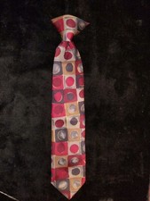 Vintage boys burgundy/gray/red clip on necktie 11 x 2