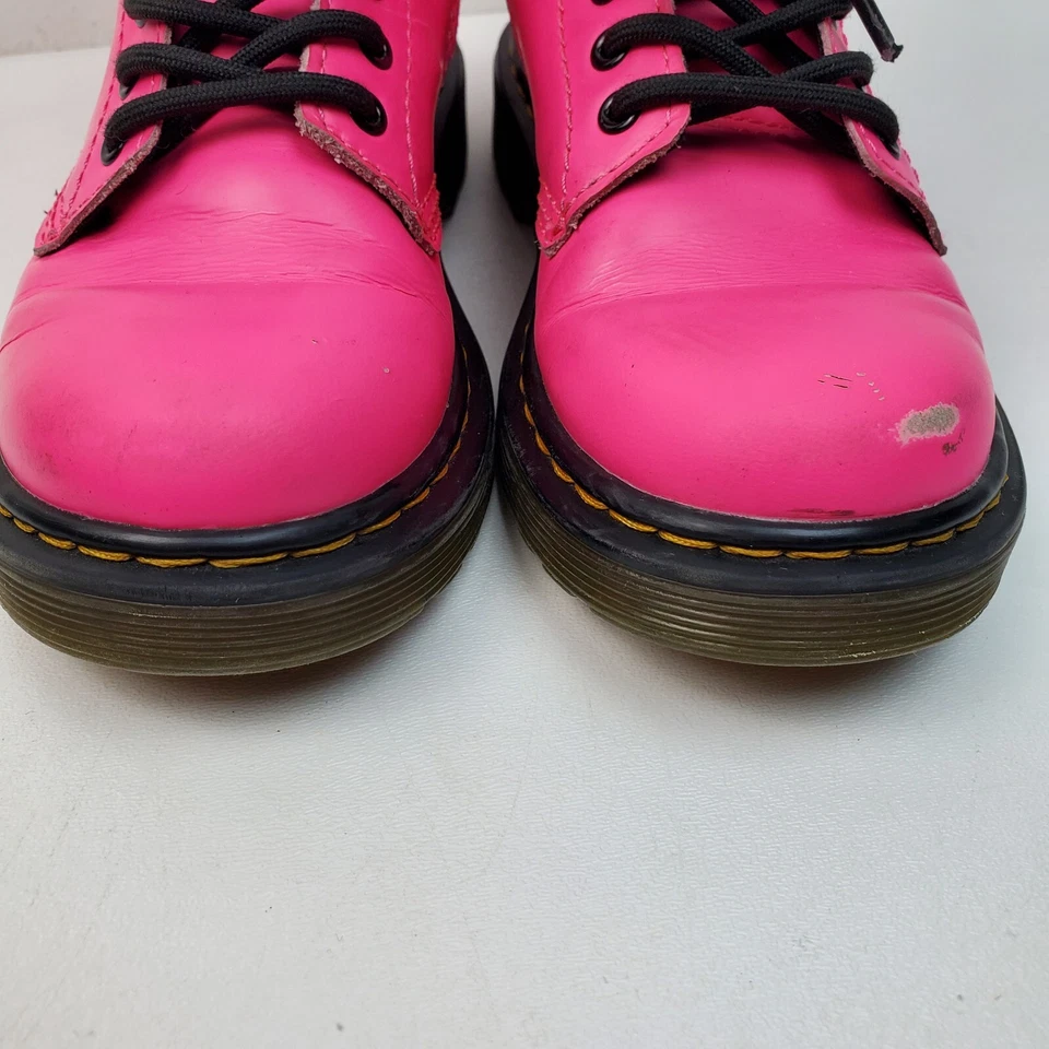 Dr Doc Martens Girls Size 12 US Hot Pink Combat Leather 1460 Zip Lace Up Boots - Image 3 of 4