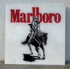 MARLBORO WERBUNG Altes Reklame Schild Acryl Zigaretten Cowboy Pferd Vintage 70er